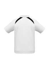 Biz Collection P7700B Splice Kids Short Sleeve Polo in White/Navy - back view