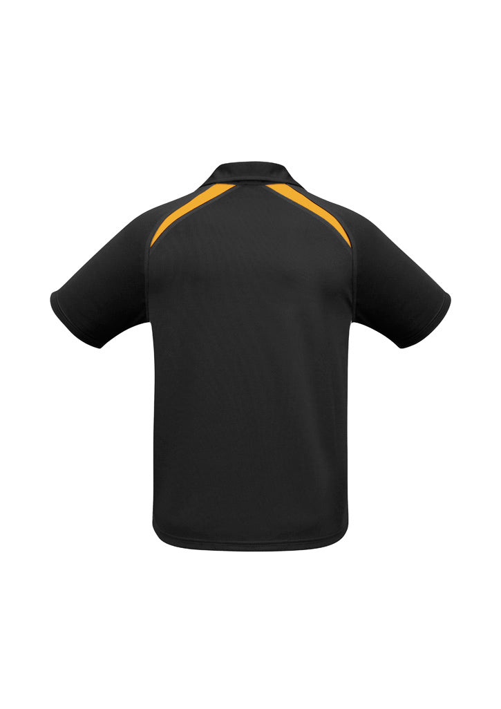 Biz Collection P7700 Splice Mens Short Sleeve Polo in Black/Gold - back view