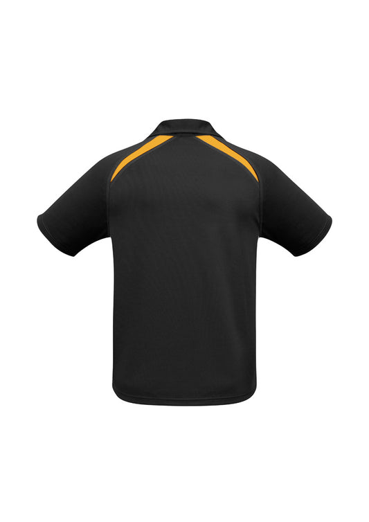 Biz Collection P7700 Splice Mens Short Sleeve Polo in Black/Gold - back view