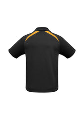 Biz Collection P7700 Splice Mens Short Sleeve Polo in Black/Gold - back view