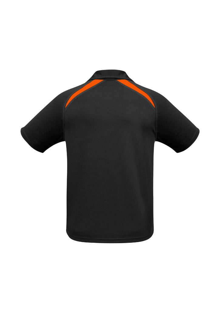 Biz Collection P7700 Splice Mens Short Sleeve Polo in Black/Orange - back view