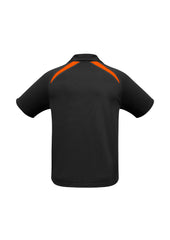 Biz Collection P7700 Splice Mens Short Sleeve Polo in Black/Orange - back view