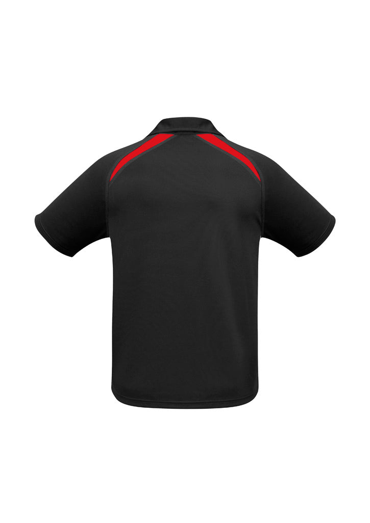 Biz Collection P7700 Splice Mens Short Sleeve Polo in Black/Red - back view