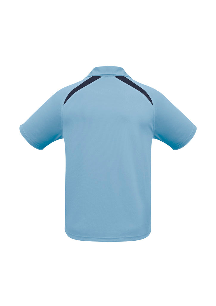 Biz Collection P7700 Splice Mens Short Sleeve Polo in Spring Blue/Navy - back view