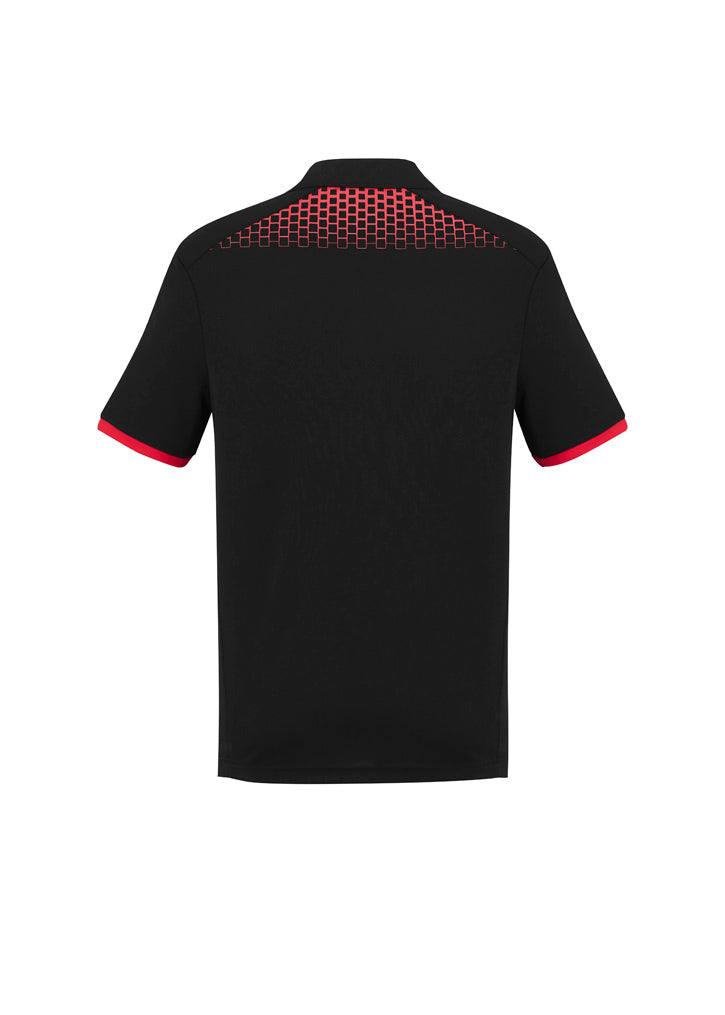 Biz Collection P900MS Galaxy Mens Short Sleeve Polo in Black/Red - back view