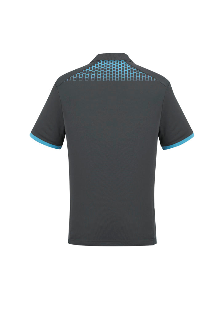 Biz Collection P900MS Galaxy Mens Short Sleeve Polo in Grey/Cyan - back view
