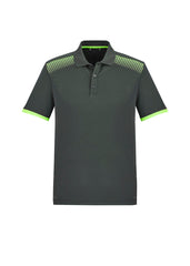 Biz Collection P900MS Galaxy Mens Short Sleeve Polo in Grey/Fluoro Lime