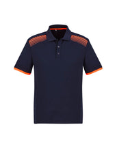 Biz Collection P900MS Galaxy Mens Short Sleeve Polo in Navy/Fluoro Orange