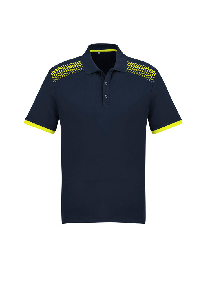 Biz Collection P900MS Galaxy Mens Short Sleeve Polo in Navy/Fluoro Yellow
