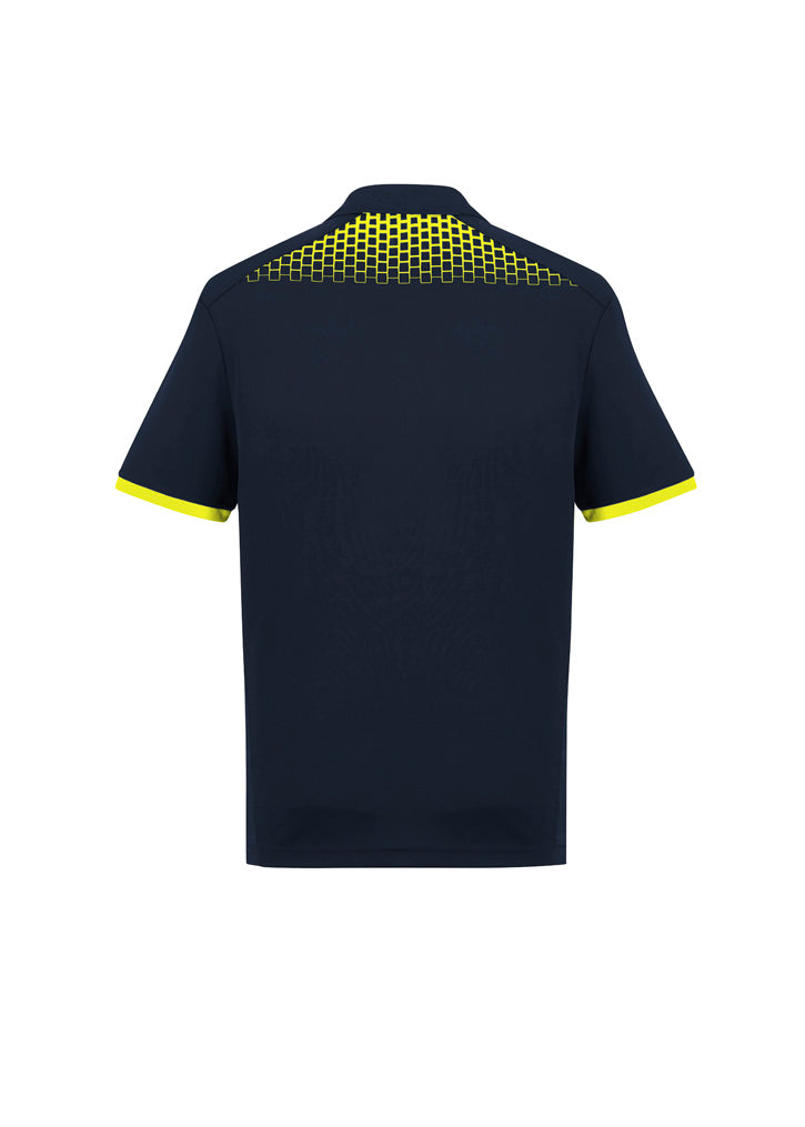 Biz Collection P900MS Galaxy Mens Short Sleeve Polo in Navy/Fluoro Yellow - back view