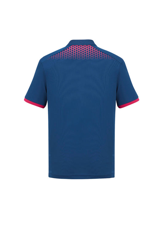 Biz Collection P900MS Galaxy Mens Short Sleeve Polo in Steel Blue/Magenta - back view