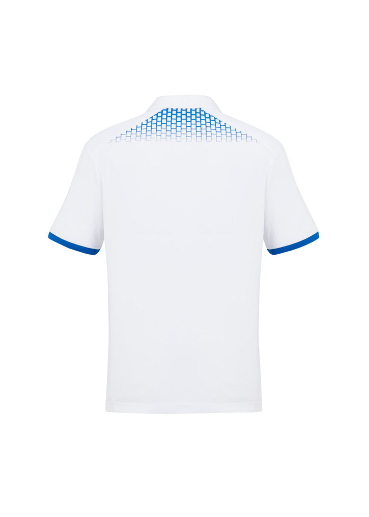 Biz Collection P900MS Galaxy Mens Short Sleeve Polo in White/Royal - back view