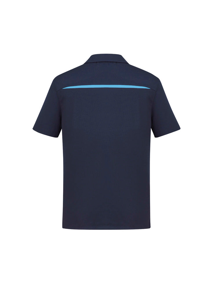 Biz Collection P901MS Sonar Mens Short Sleeve Polo in Navy/Sky - back view