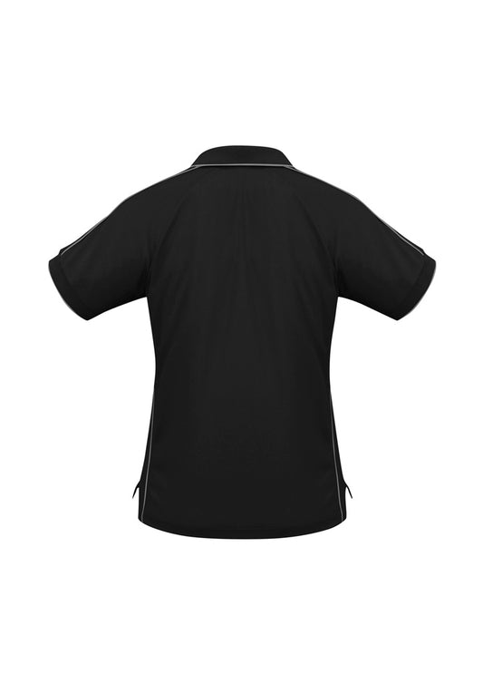 Biz Collection P9925 Resort Womens Short Sleeve Polo in Black/Charcoal - back view