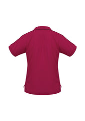 Biz Collection P9925 Resort Womens Short Sleeve Polo in Cherry/Maroon - back view