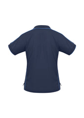 Biz Collection P9925 Resort Womens Short Sleeve Polo in Navy/Mid Blue - back view