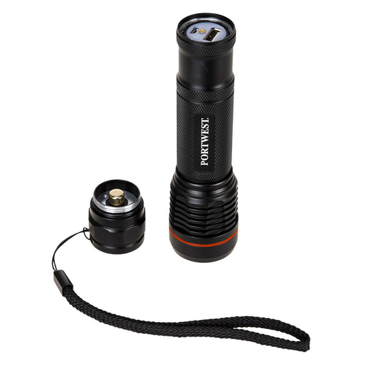 Portwest PA75 USB Rechargeable Torch in Black - back view