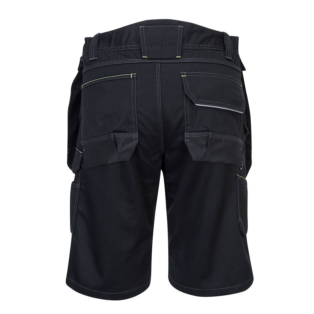 Portwest PW345 PW3 Removable Holster Work Shorts in Black - back view