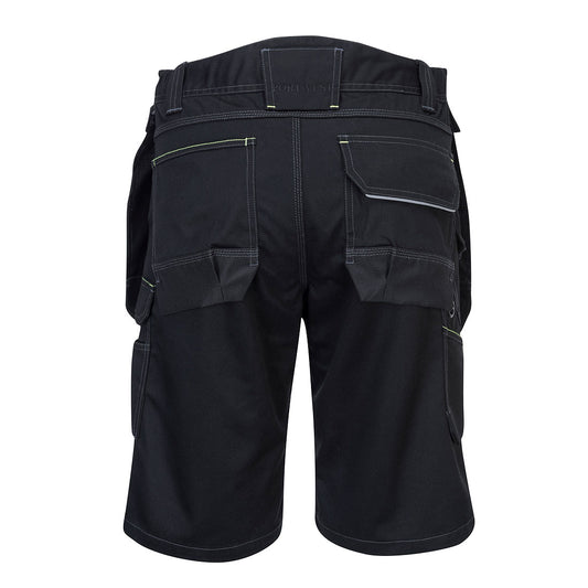 Portwest PW345 PW3 Removable Holster Work Shorts in Black - back view