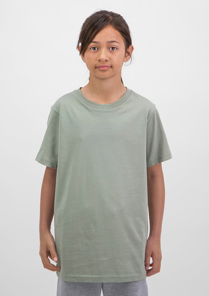 Basis Kids Short Sleeve Tee - X1001K in Pistachio - model