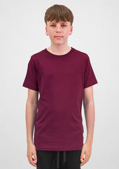 Basis Youth Short Sleeve Tee - X1001Y in Plum - model