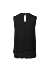 Biz Corporates RB260LN Seville Womens Sleeveless Layered Blouse in Black - back view