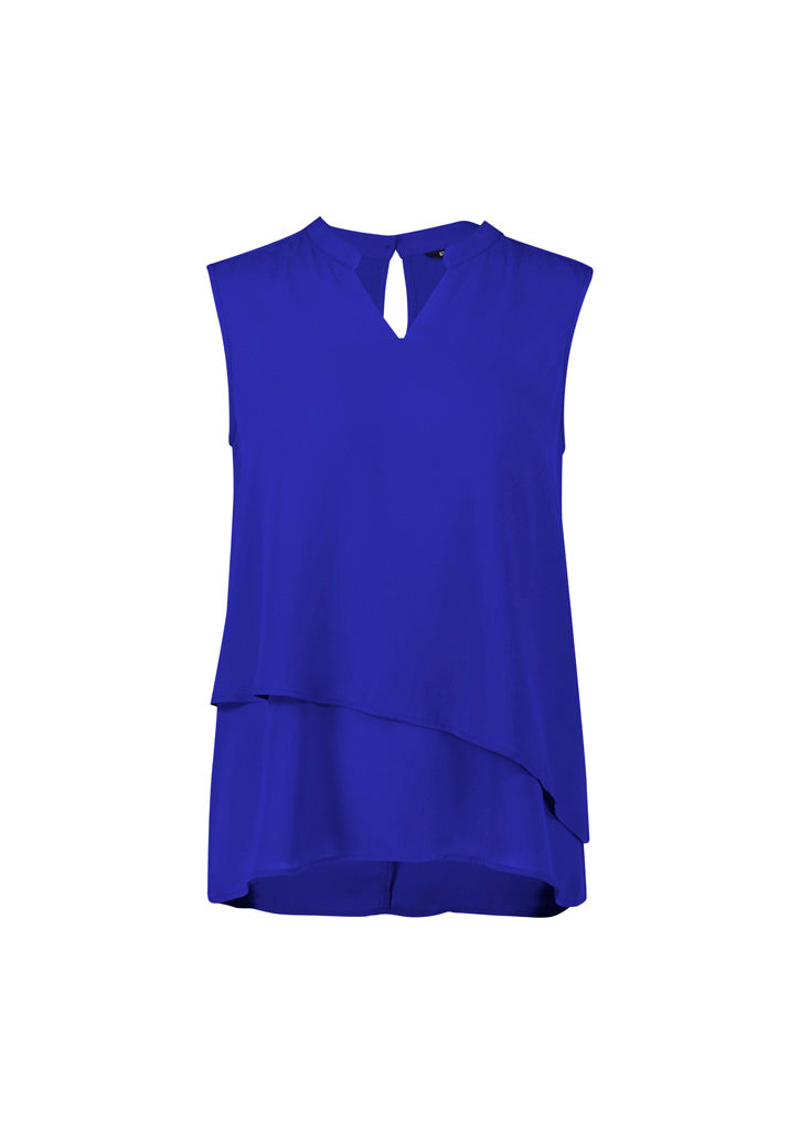 Biz Corporates RB260LN Seville Womens Sleeveless Layered Blouse in Cobalt