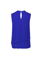 Biz Corporates RB260LN Seville Womens Sleeveless Layered Blouse in Cobalt - back view