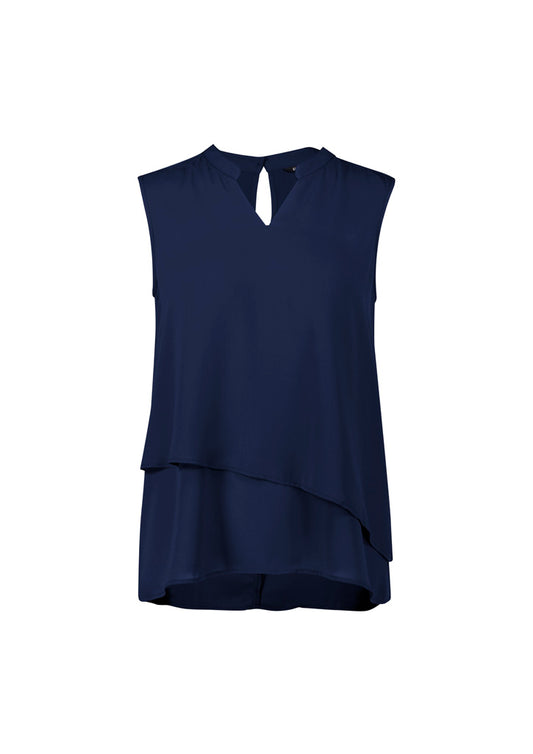 Biz Corporates RB260LN Seville Womens Sleeveless Layered Blouse in Navy