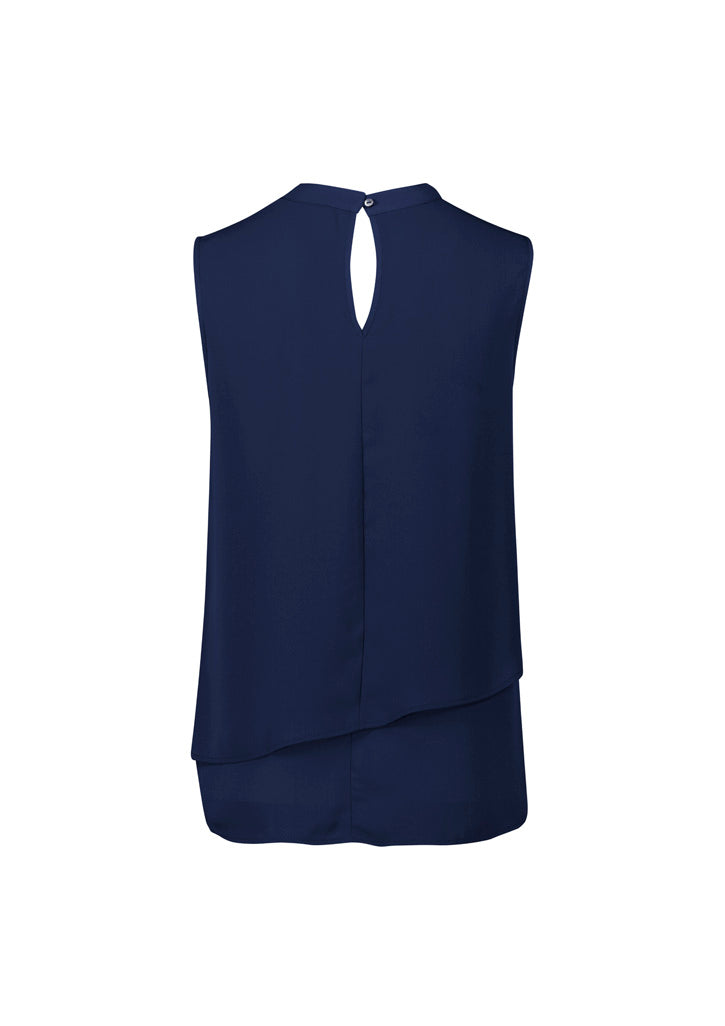 Biz Corporates RB260LN Seville Womens Sleeveless Layered Blouse in Navy - back view