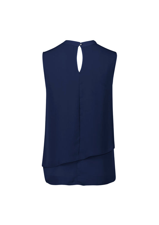 Biz Corporates RB260LN Seville Womens Sleeveless Layered Blouse in Navy - back view