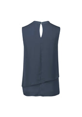 Biz Corporates RB260LN Seville Womens Sleeveless Layered Blouse in Storm Blue - back view