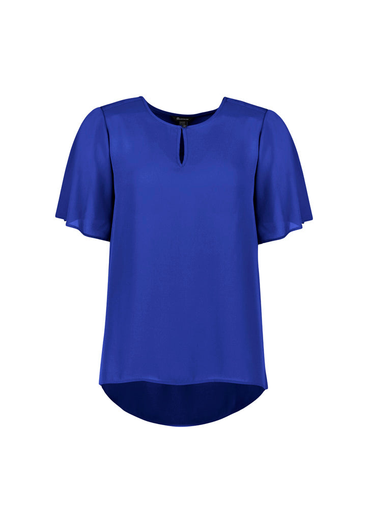 Biz Corporates RB261LS Vienna Womens Short Sleeve Blouse in Cobalt