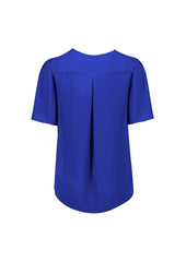 Biz Corporates RB261LS Vienna Womens Short Sleeve Blouse in Cobalt - back view