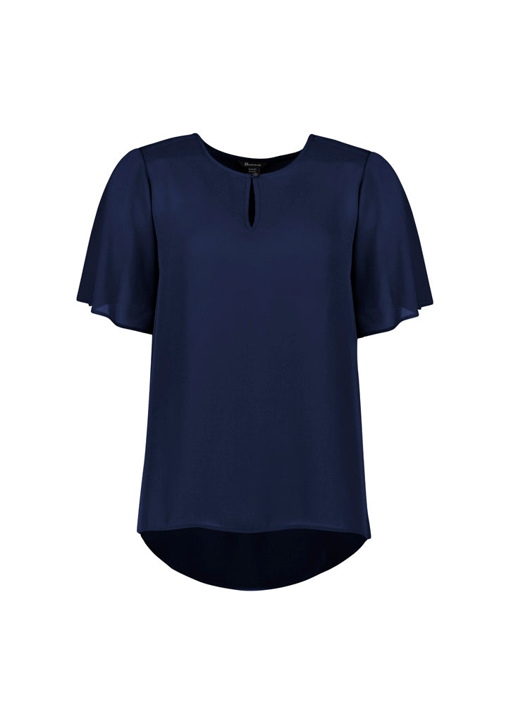 Biz Corporates RB261LS Vienna Womens Short Sleeve Blouse in Navy