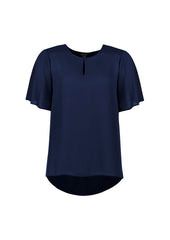 Biz Corporates RB261LS Vienna Womens Short Sleeve Blouse in Navy