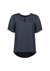 Biz Corporates RB261LS Vienna Womens Short Sleeve Blouse in Storm Blue