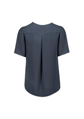 Biz Corporates RB261LS Vienna Womens Short Sleeve Blouse in Storm Blue - back view