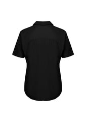 Biz Corporates RB365L Dahlia Womens Short Sleeve Blouse in Black - back view