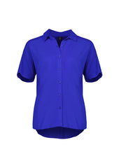 Biz Corporates RB365L Dahlia Womens Short Sleeve Blouse in Cobalt
