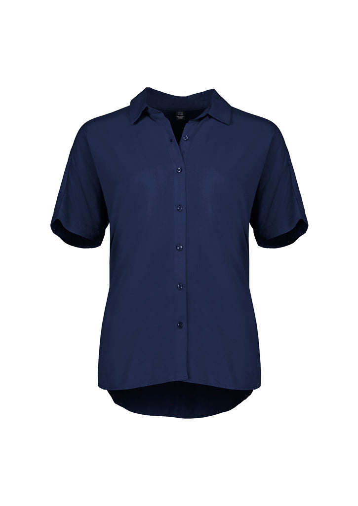 Biz Corporates RB365L Dahlia Womens Short Sleeve Blouse in Navy