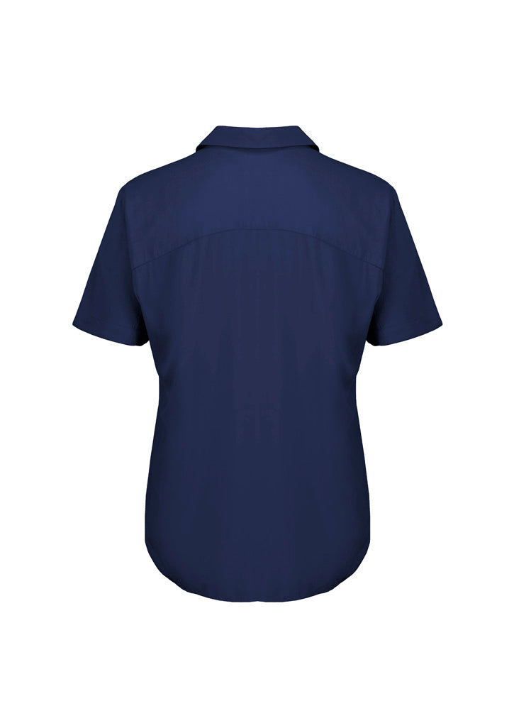 Biz Corporates RB365L Dahlia Womens Short Sleeve Blouse in Navy - back view