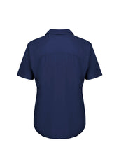 Biz Corporates RB365L Dahlia Womens Short Sleeve Blouse in Navy - back view