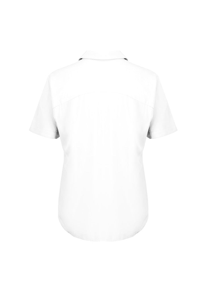 Biz Corporates RB365L Dahlia Womens Short Sleeve Blouse in White - back view