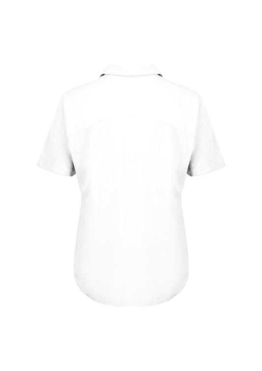 Biz Corporates RB365L Dahlia Womens Short Sleeve Blouse in White - back view