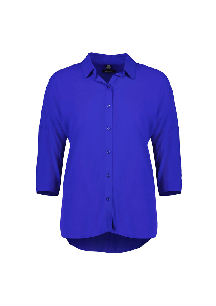 Biz Corporates RB366LT Dahlia Womens 3/4 Sleeve Blouse in Cobalt