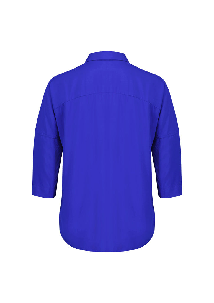 Biz Corporates RB366LT Dahlia Womens 3/4 Sleeve Blouse in Cobalt - back view