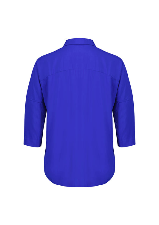 Biz Corporates RB366LT Dahlia Womens 3/4 Sleeve Blouse in Cobalt - back view