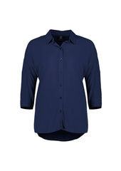 Biz Corporates RB366LT Dahlia Womens 3/4 Sleeve Blouse in Navy