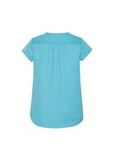 Biz Corporates RB967LS Kayla Womens V-Neck Pleat Blouse in Aqua - back view